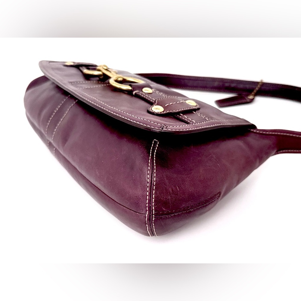 Vintage Coach Ergo Legacy XL Belted Hobo 11266 Burnished Plum Leather Y2K - Picture 12 of 15
